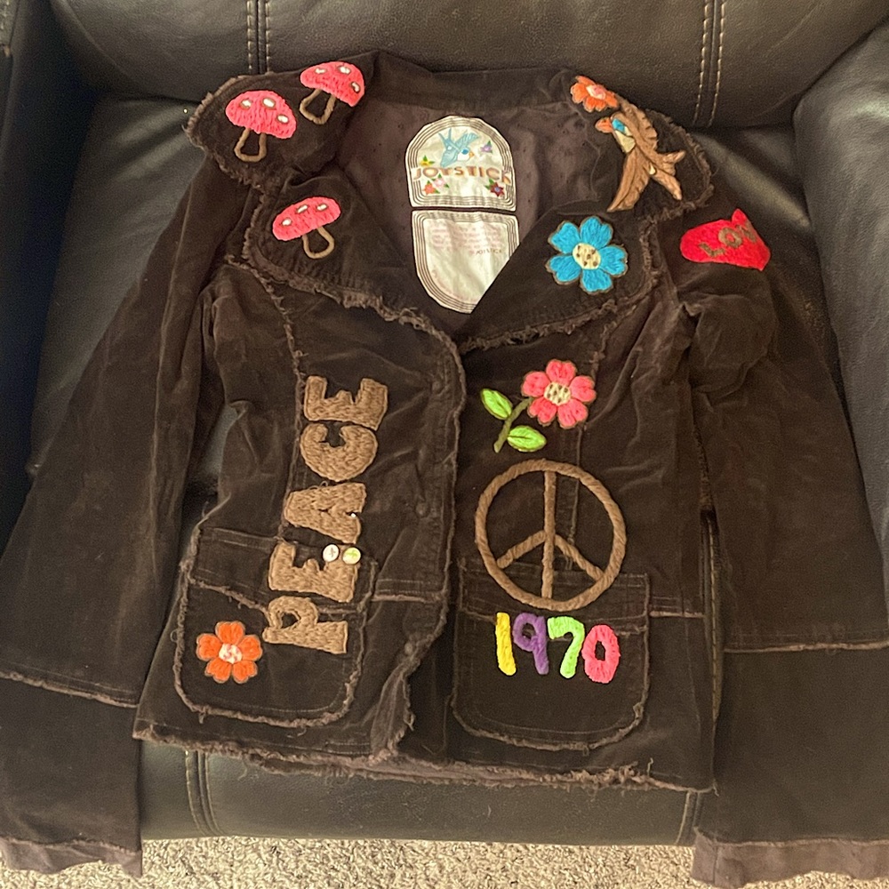 Joystick Hippie Embroidered Peace Button-Up Jacket 🍂🍁
